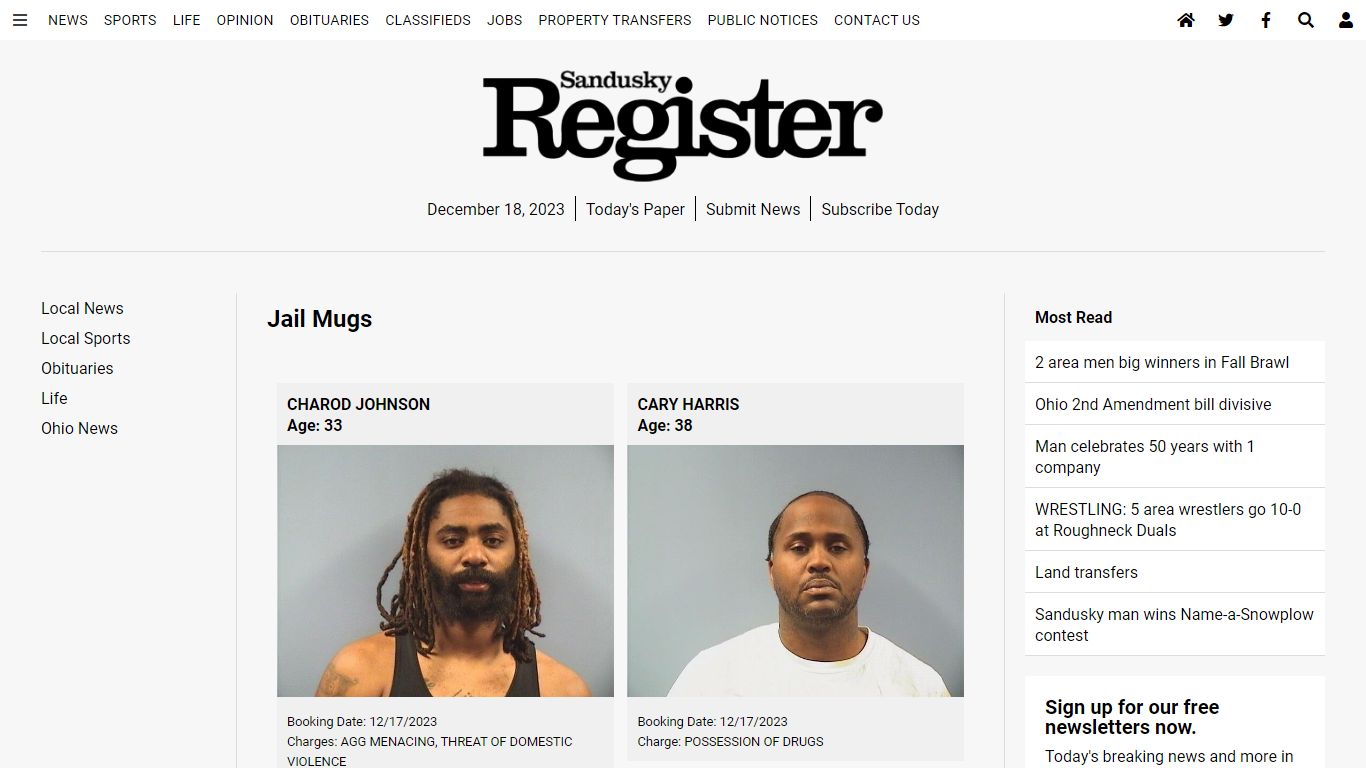 Jail Mugs - Sandusky Register
